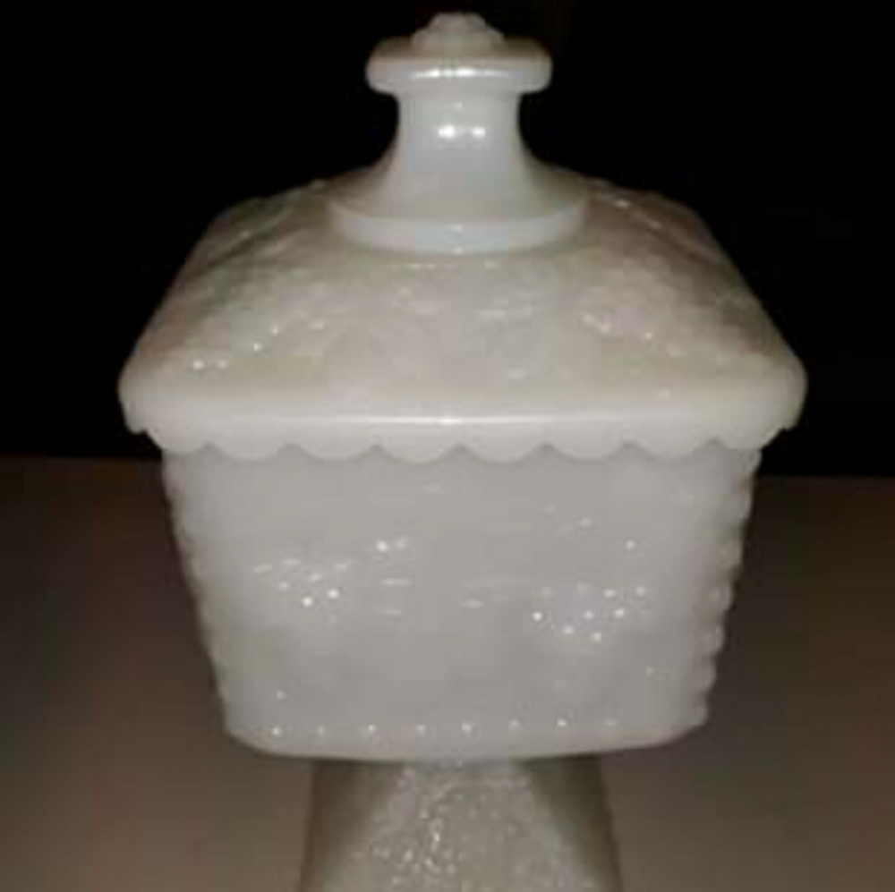 Milk glass candy dish